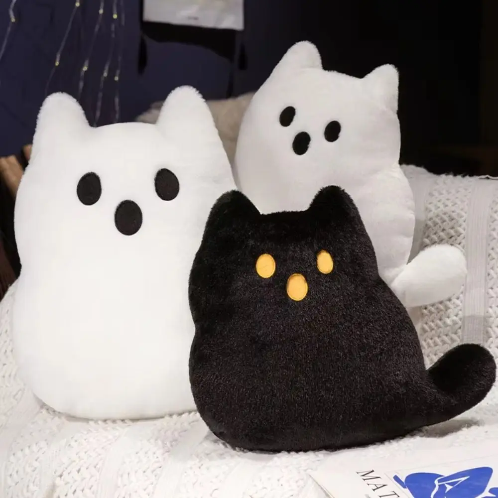 

Halloween Style Ghost Cat Plush Toys Kawaii Cartoon White Cat Plush Pillow PP Cotton Cute Black Cat Plush Doll Children Girl