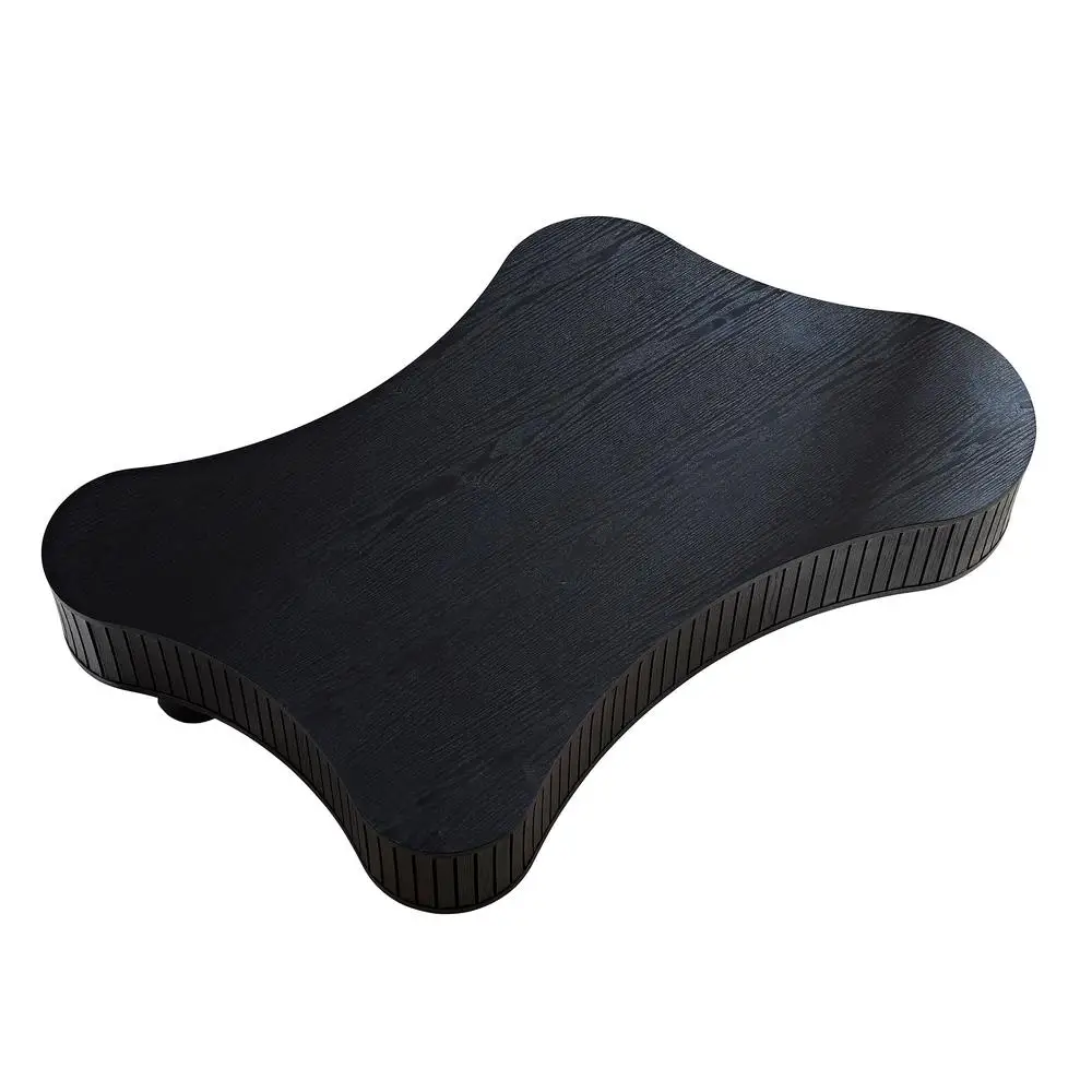 Modern Drum Coffee Table 42.52 Inch Irregular Walnut Ash Grain MDF Wood Pedestal Base Living Room