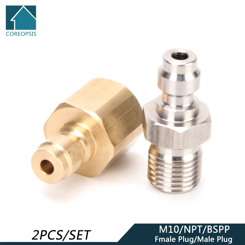 1/8BSPP 1/8NPT M10x1 Quick Plug 8mm Filling Head Quick Connect Couplings High Pressure Coupler Fittings Air Socket 30Mpa 2pcs