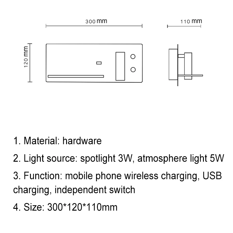 Imagem -06 - Moderna Lâmpada de Parede Carga Usb sem Fio de Carregamento Luz Arandelas Nordic Iluminação Interior Decoração para Casa Sala Estar Quarto Cabeceira