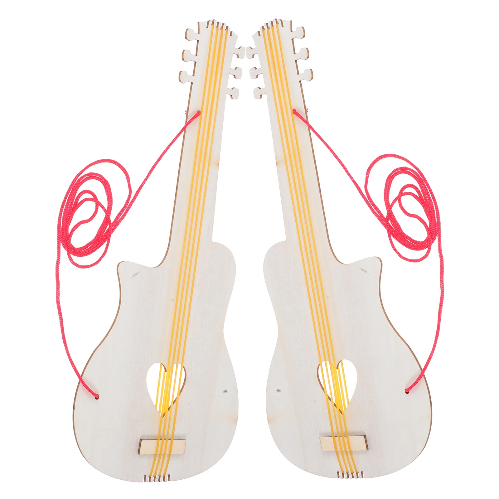 2pcs Toy Unfinished Blank Guitars Painting Wooden Handmade Diy Guitar Instruments Kids Diy Crafts Kids Craft Decor