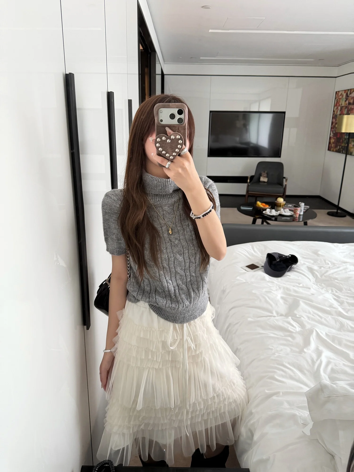 

Y Studio Moonlight Glass Soft Tulle Skirt Spring Gentle Puffy f-length Girl's High-waist Elastic Waist Skirt