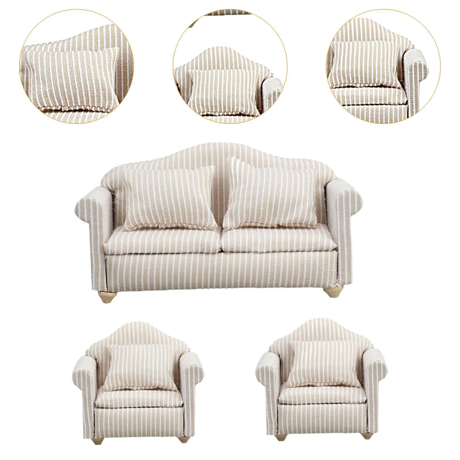 3 stuks 1:12 poppenhuis meubilair bank meubilair model leven scène poppenhuis