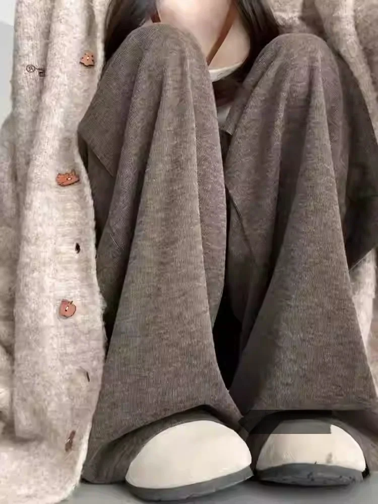 

Повседневные женские брюки с широкими штанинами на флисовой подкладке, с высокой талией, прямого кроя, длинные, удобные, свободные, с эффектом похудения