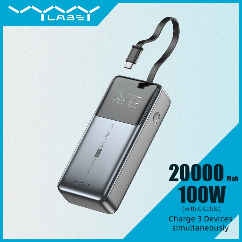 

20000mAh Power Bank 100W PD Fast Charging with Type-C Fast Charging Cable External Battery Powerbank for Phone Laptop Tablet Mac