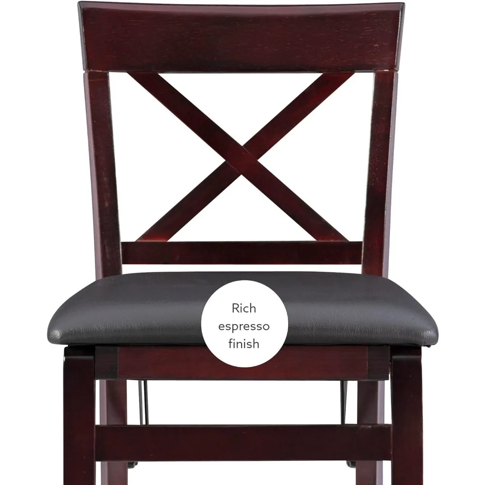 Triena X Back Folding Counter Stool, Brown