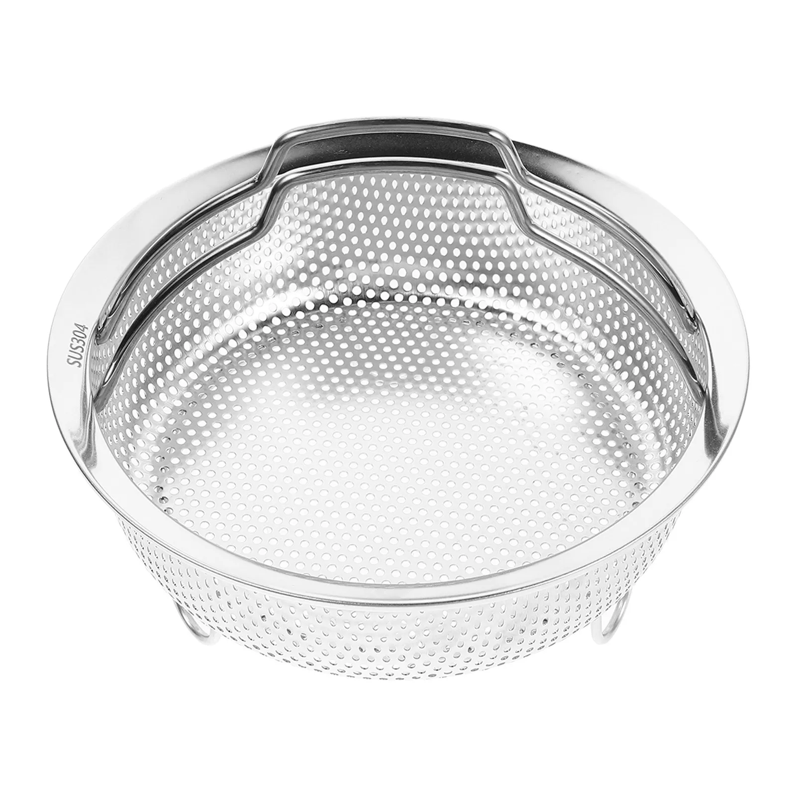 304 Stainless Steel Draining Basket 18Cm Reinforced Fine Mesh Colander Handle Vegetable Fruit Cleaner Kitchen Steamer Insert Pan