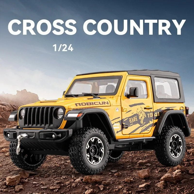 Simulation 1:24 Jeep Wrangler Metal Off Road Vehicle Model Hook Stretch Disassembly Top Canopy Boy Car Toy Gift Miniature