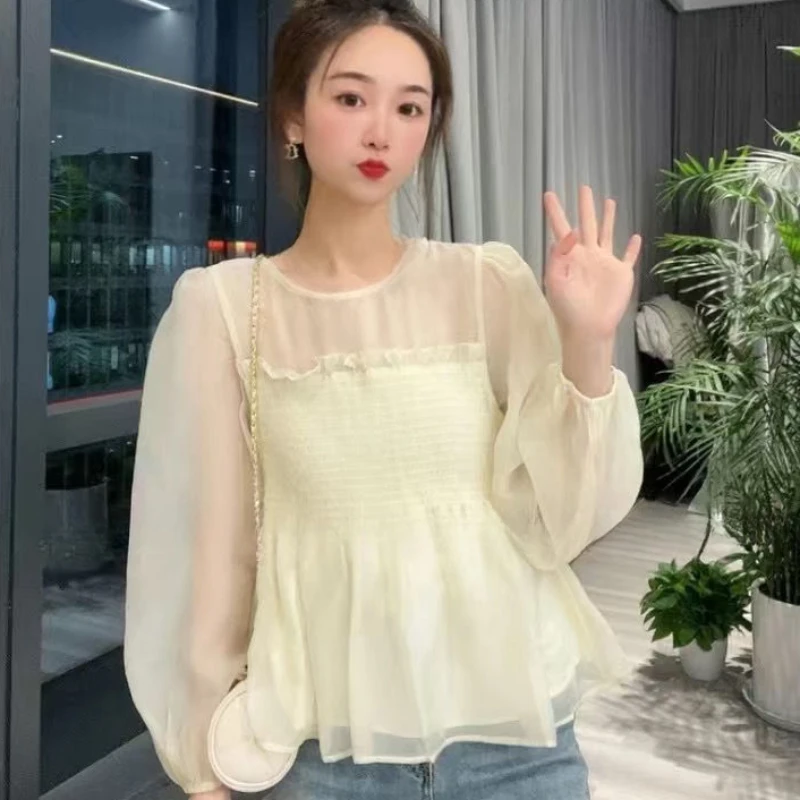 Kawaii Women's Shirt And Blouse Ruffle Stylish Frill Cute Female Tops Hot Trendy Promotion Fashion 2024 Xxl Economic Novelty