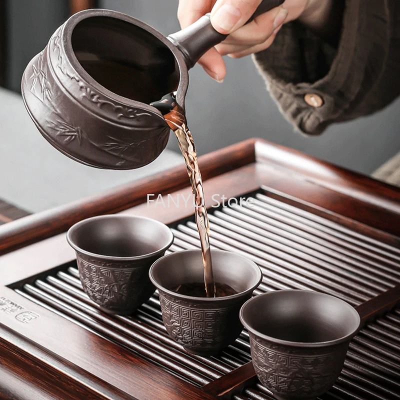 Imagem -03 - Gaiwan Chinês Chá Conjunto Cerimônia Kung fu Automático Par Tea Conjunto Board Vintage Luxo Silent Drink Ab50ts