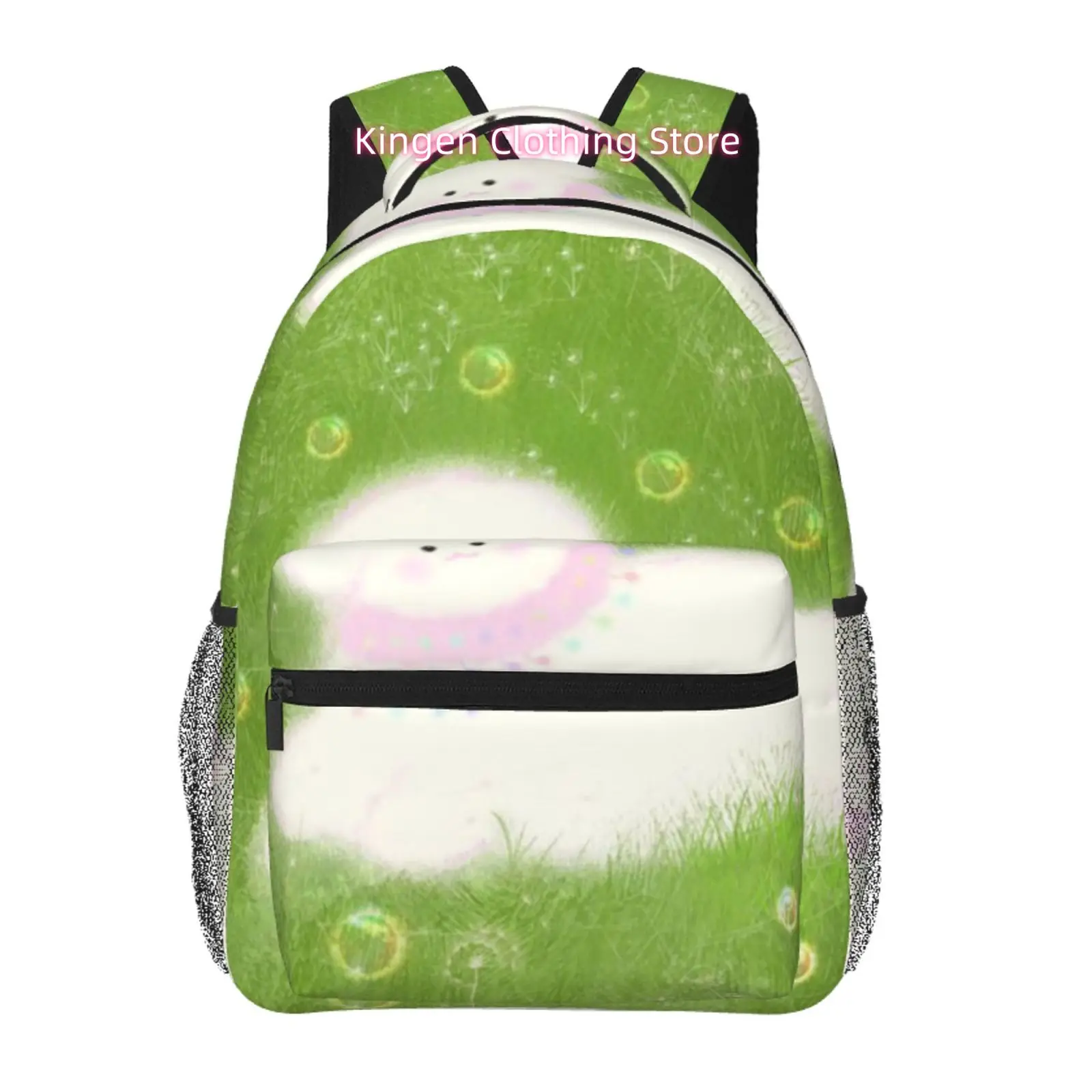 Green Grass Bubble Puppy Casual Print Backpack, Oxford Cloth Adjustable Strap Casual Daypack, for Casual Outings, Daily Commute,