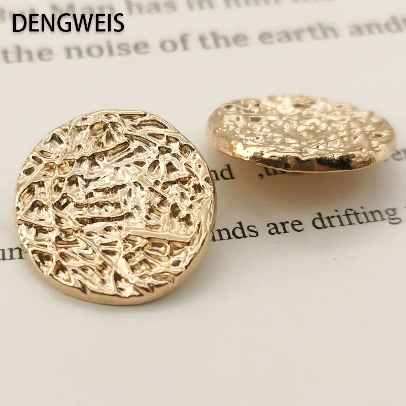 Gold runde flache Retro Metall knöpfe für Kleidung Mantel Jacke Anzug Blazer dekorative DIY handgemachte Näh knöpfe für Kleidung neu – Detail 1