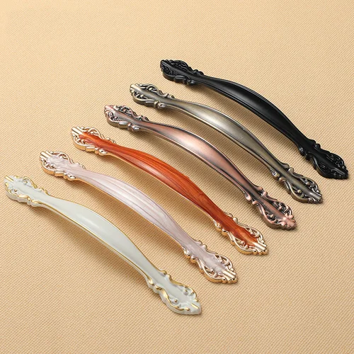 Imagen 2 del producto Manijas nórdicas simples y modernas para muebles, tiradores de aleación de aluminio, color blanco, ámbar, negro, para alacena de puertas y cajones