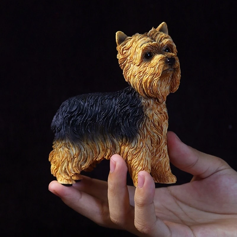 Yorkshire Terrier Simulation Dog Model Ornament, Car Ornament, Model Play Handmade, Soldier Model, Home Decoration Resin Crafts