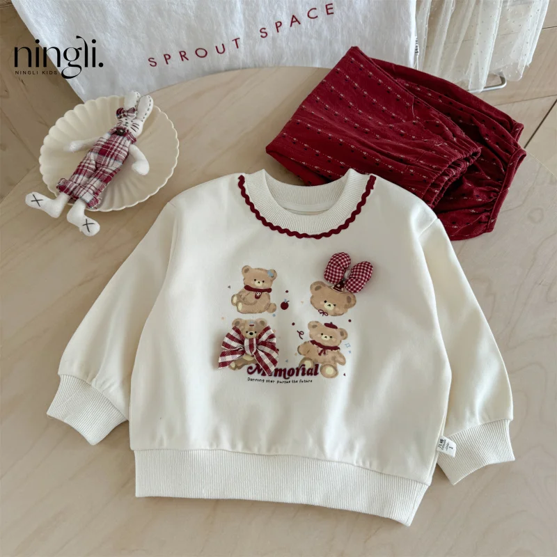 

Girls' Sweatshirt Set Autumn New Fashionable Stylish Baby Girl Early Autumn Back-to-School Outfit Children's Two-Piece Set