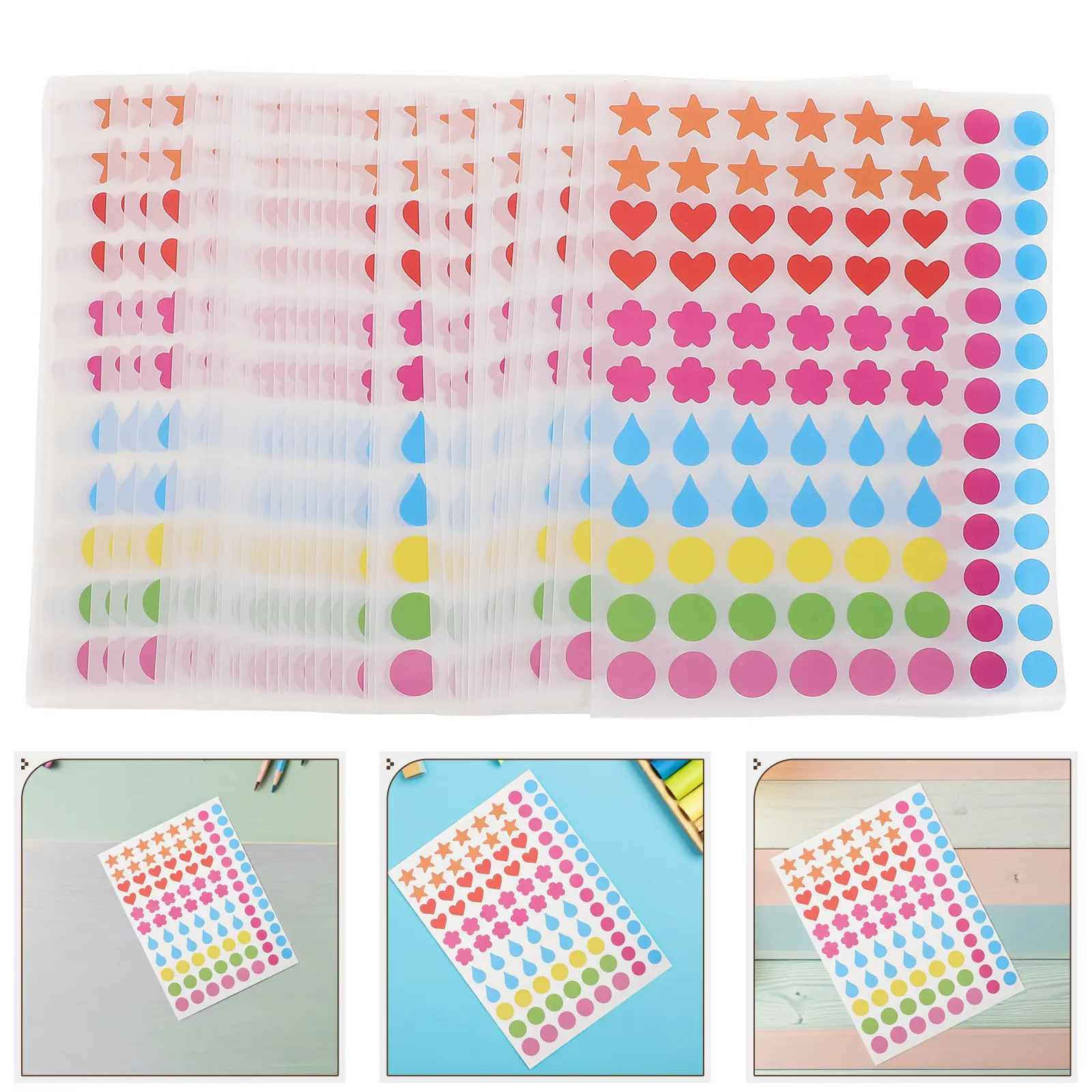 50Sheets Kids Reward Stickers Heart Drop Shapes Colorful Self Adhesive Classroom Incentive Prize Educational Reward