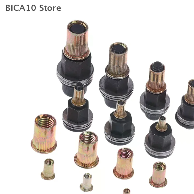 【CCA】10pcs Hand Rivet Nut Tool Set Manual Riveter Kit With M3-12 Nut Heads For DIY Repair Installation, Easy Use Accessory