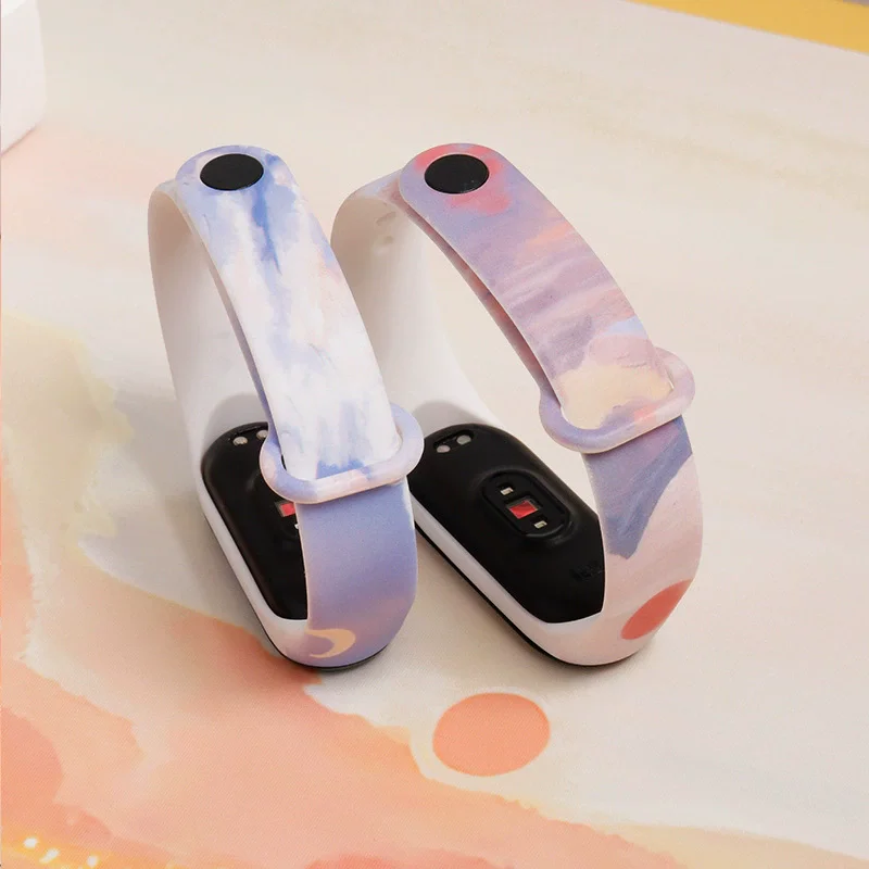 Printing Colorful strap For Xiaomi Mi Band 9 8 7 Silicone Wristband Bracelet Replacement for my band strap 6 5 4 Wrist TPU Strap