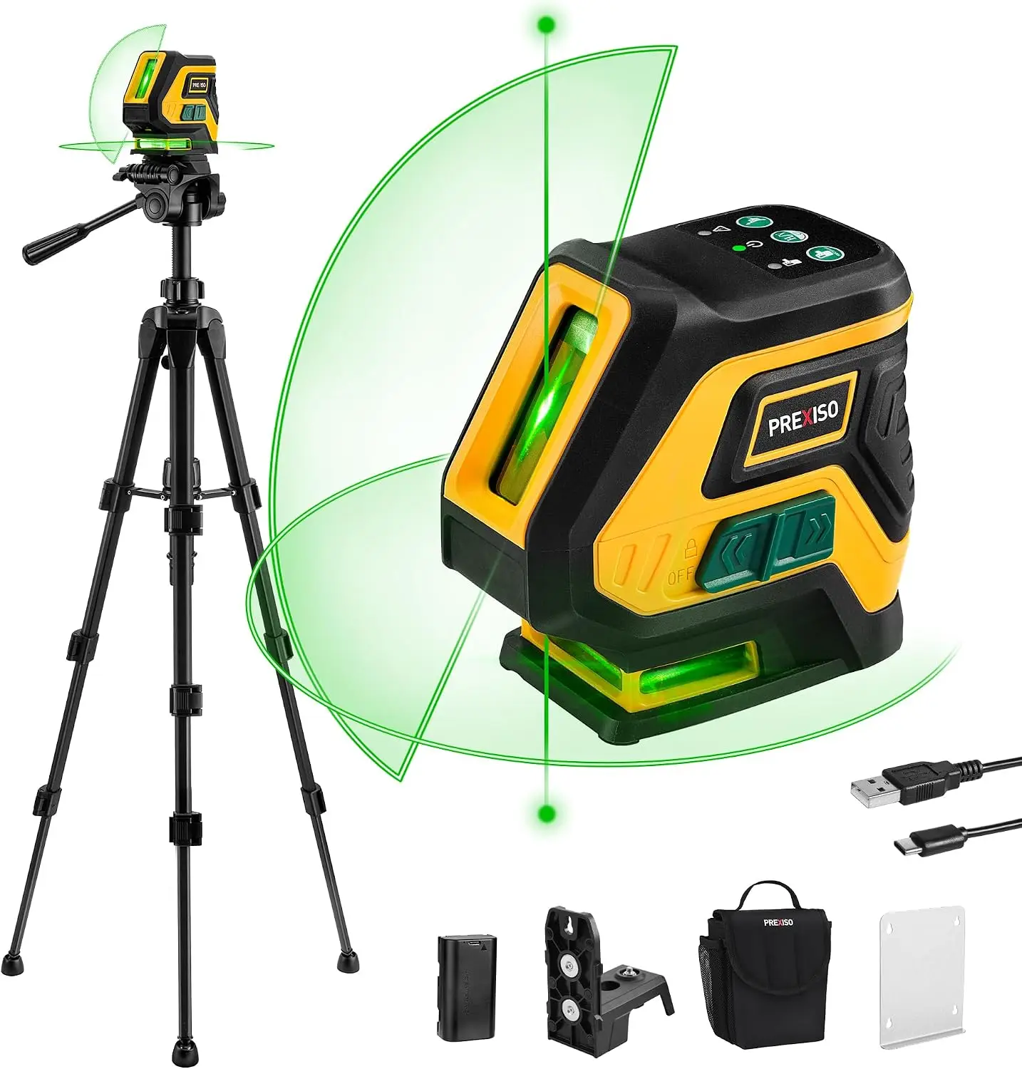 ^For Laser Level with Tripod & 2 Plumb Dots - 100 Ft Rechargeable Point Cross Laser Level Self Leveling - Plumb Spot Alignment W