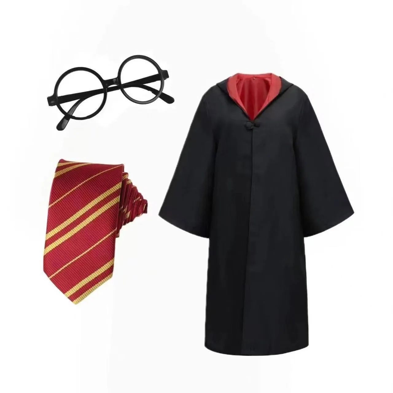Children Halloween Costume,3PCS Wizard Costume,School Uniform Wizard Robe With Tie Scarf Wizard Fancy Dress,boy Cosplay Costume