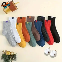 MuqiNush 10 Pairs Men Women Winter Warm Sports Solid Color Striped Socks, Cycling Hiking Running Workout Black White Ankle Socks