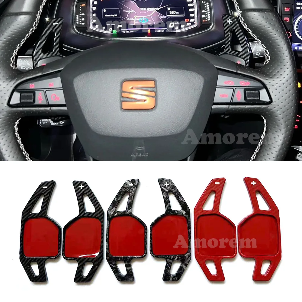 Carbon Fiber Print Steering Wheel ABS Paddle Shift For Seat Leon Cupra 4F 5F MK3 MK4 Ibiza 6F Arona Ateca Leon ST Alhambra