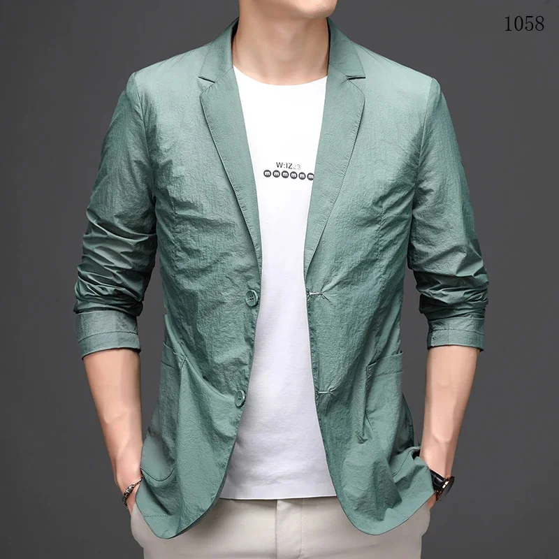 and Spring Summer New Blazer Men's Sun Protection Clothing Single-Breasted Casual Light Thin Long Sleeve Suit Coat Men