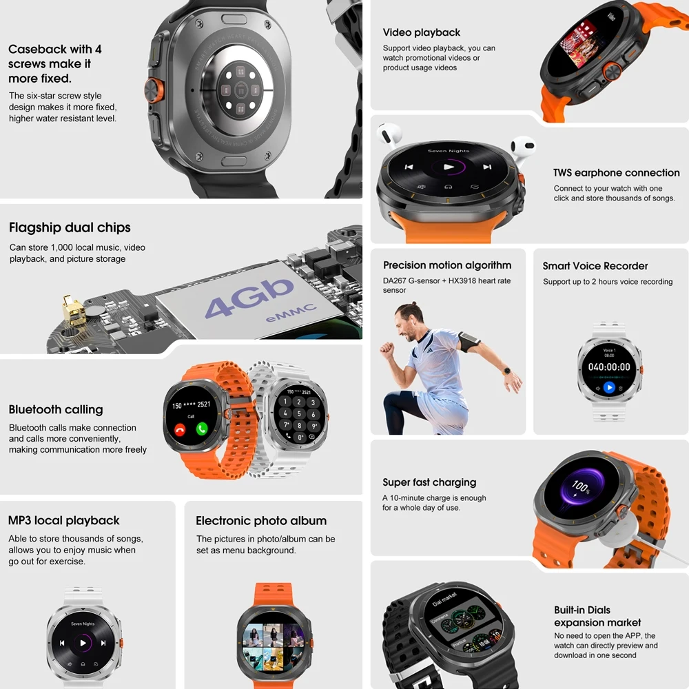 Original Samsung Galaxy DT 7 Ultra Smart Watch AMOLED Screen Multi-Function Sports Fitness Tracker Health smart watch 2025 NEW