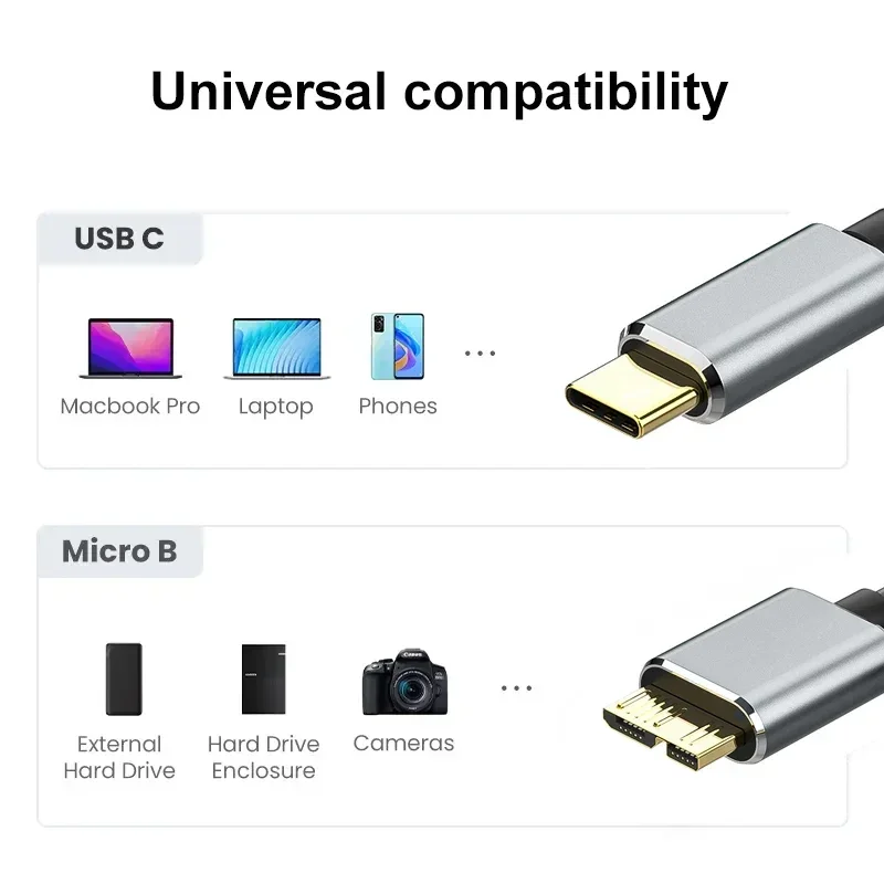Micro B USB 3 0 To Type C Cable Connector Charging Sync 5Gbps Tranfer Type-C To USB 3.0 Micro B Cable Hard Drive Disk Data Cord