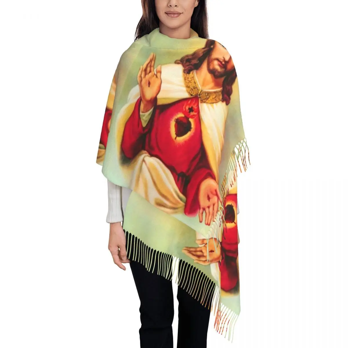 Custom Printed Jesus Christ Scarf Men Women Winter Fall Warm Scarves Shawls Wraps