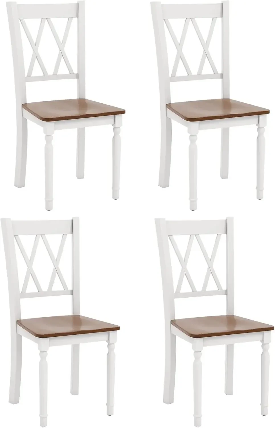 Dining Room Chairs Set of 4,Kitchen Chairs with Rubber Wood Seat,Wood Legs,Heavy Duty Wood Armless Dining Chairs with High Back