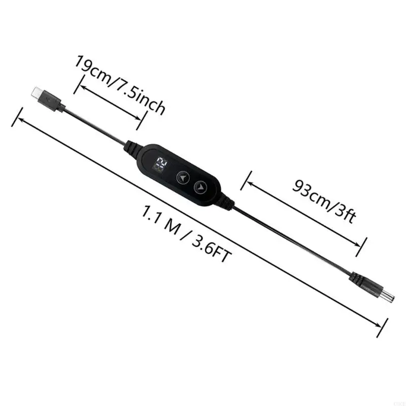 Cable carga C90F Tipo C DC5521 y más conectores opcionales 5V-20V ajustables