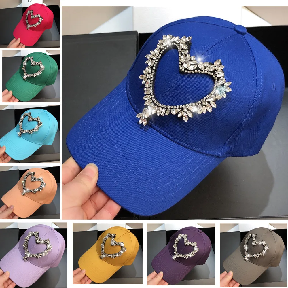 Heart diamond women baseball hat summer hat cap for women royal blue diamond hats for summer contton caps