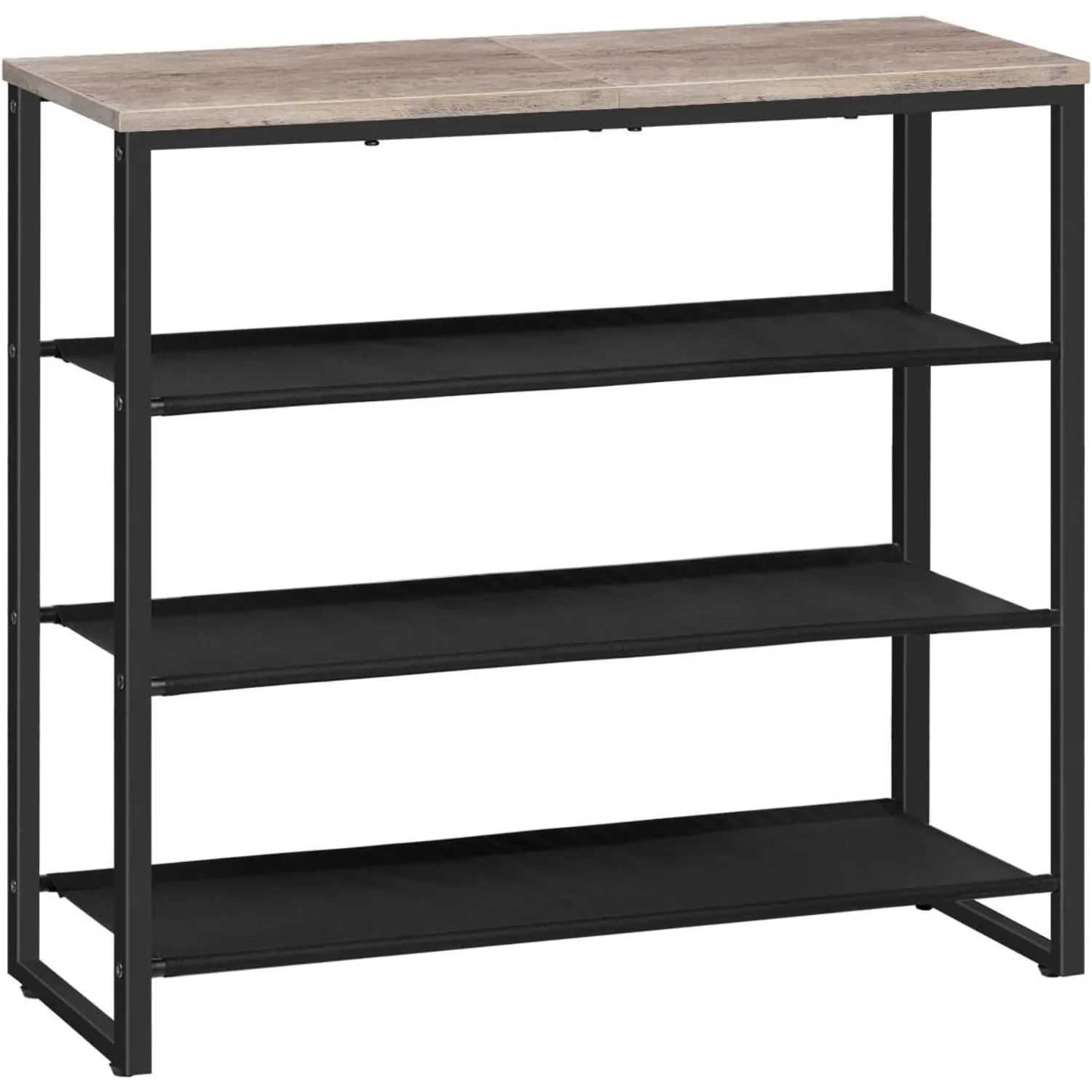 

Shoe Rack, 4 Tier Shoe Storage Organizer with 3 Oxford Fabric Shelves and Top Panel, Holds 12-16 Pairs of Shoes for Entryway