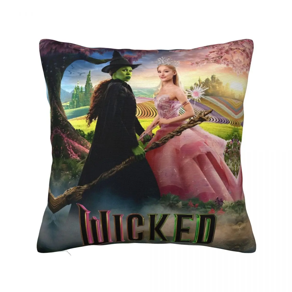 Wicked Elphaba & Glinda Square Pillow Covers Home Movie Cushion Cover Creative Decor Pillowcase 40*40