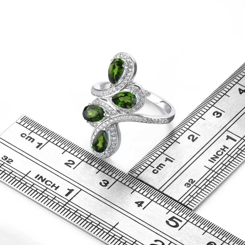 

Ring Silver 925 Original Natural Chrome Diopside Ring 925 Silver Ring Birthstone Ring for Women Elegant Gift Jewelry