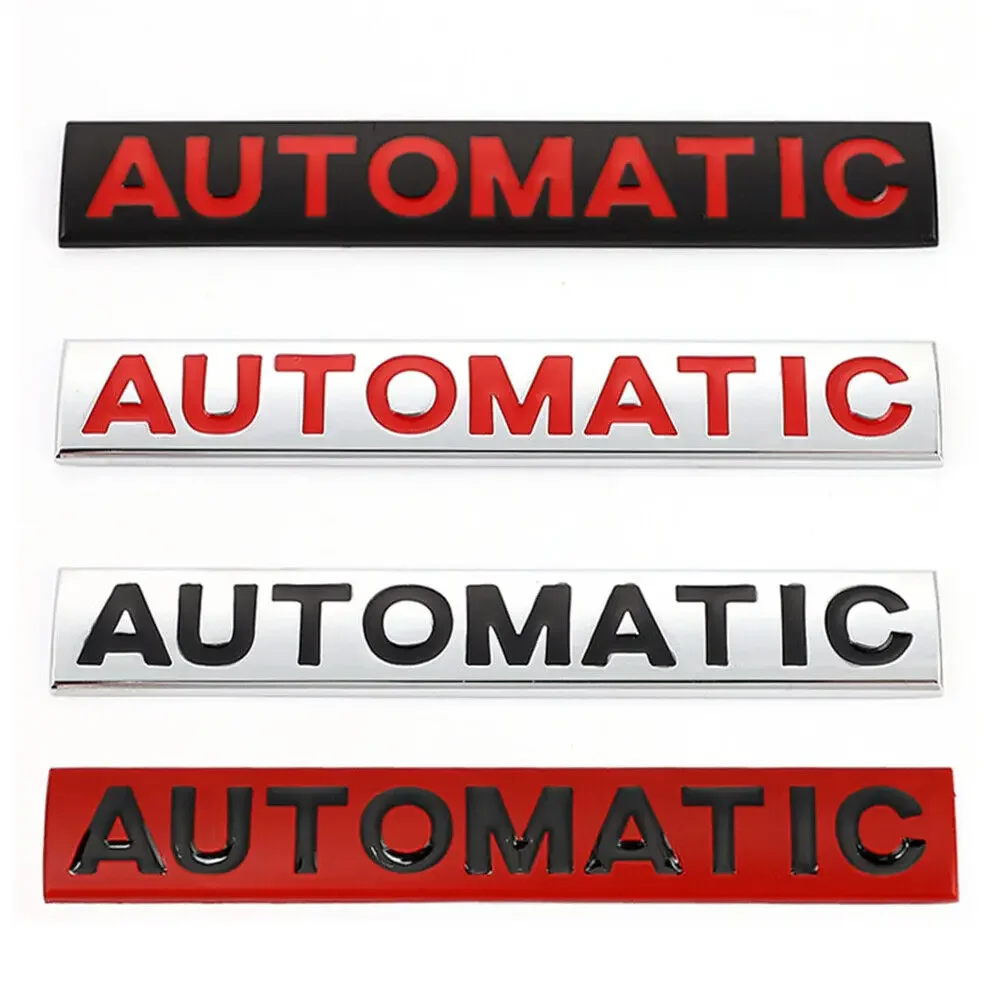 

2pcs AUTOMATIC Logo Letters Sticker Fender Side Body Door Trunk Rear Lid Tailgate Emblem Universal Car Badge Accessories