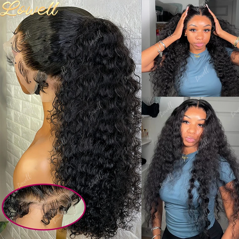 Perucas de Cabelo Humano Cacheado com Renda HD 360, Densidade 200, 100% Renda HD Frontal 13x4 13x6, Peruca Ondulada Solta Profunda, Perucas Sem Cola com Renda 4x4 5x5