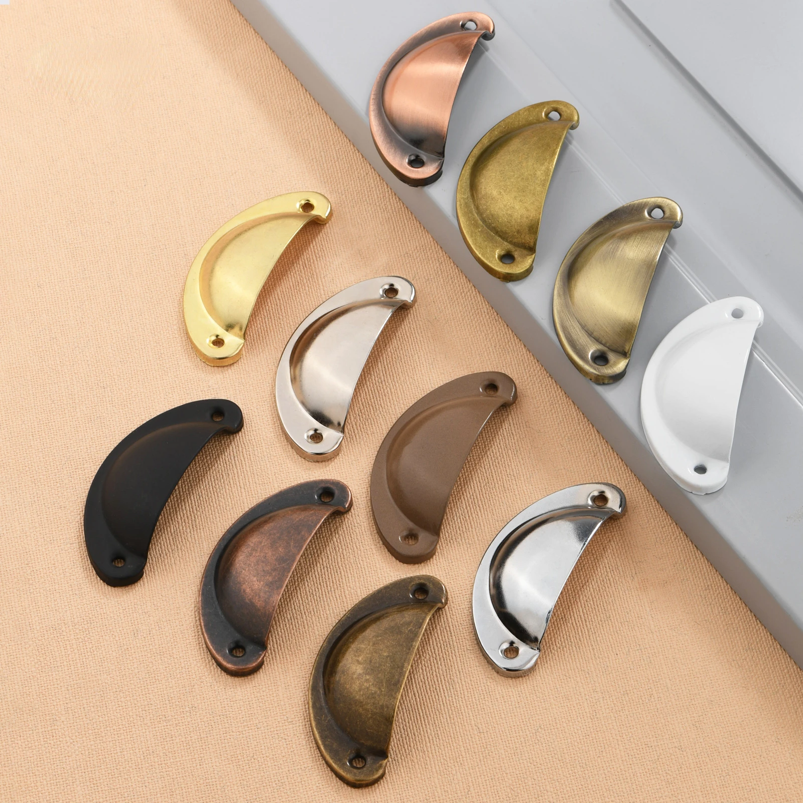 4PCS 82MM Antique Drawer Shell Style Handle Iron Sheet Antique Semi-circular Medicine Cabinet Old Style for Furniture