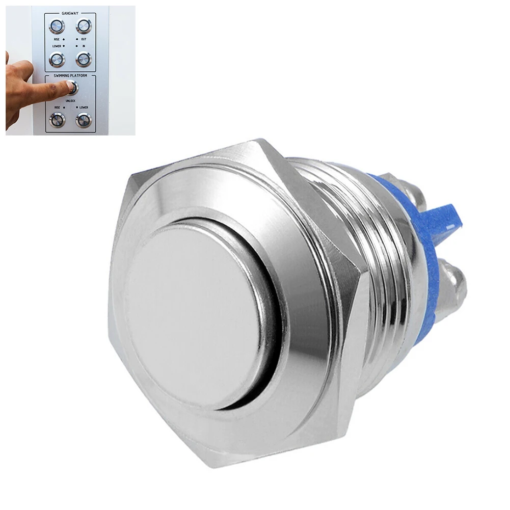 

Кнопочный переключатель мастерской, мгновенный переключатель 12 В, металлический ВКЛ. ВЫКЛ. Серебряный тон, медь, никелирование, IP67, водонепроницаемый