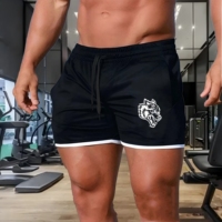 Men's new trendy wolf head printed shorts, beach casual running gym shorts, M-3XL