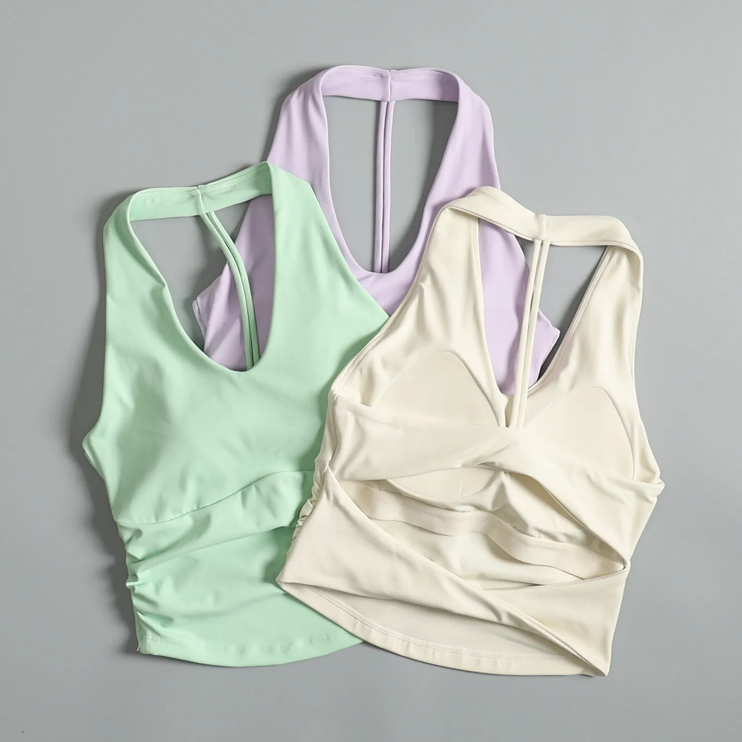 All-in-one sports halter bra feminine back beauty yoga fitness underwear running shock-absorbing quick-drying vest for outer