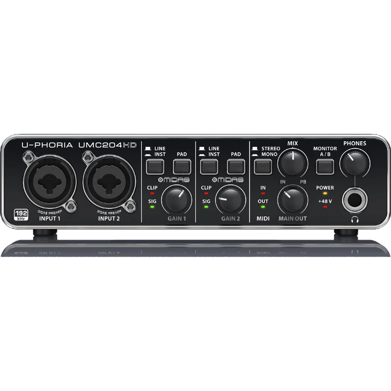 

External Sound Card Recording 2x4, 24-Bit/192 kHz USB Audio/MIDI Interface With Midas Mic Preamplifiers