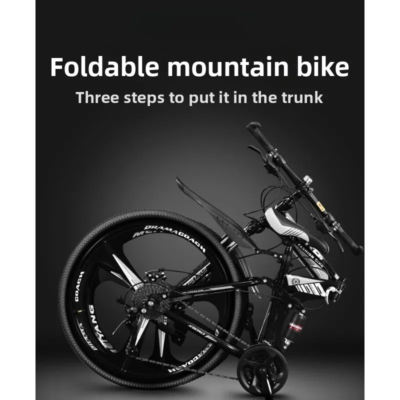 Folding Mountain Bike Men's Variable Speed Off-Road Double Shock Absorber Bike 24 Inch 26 Teen Female Adult
