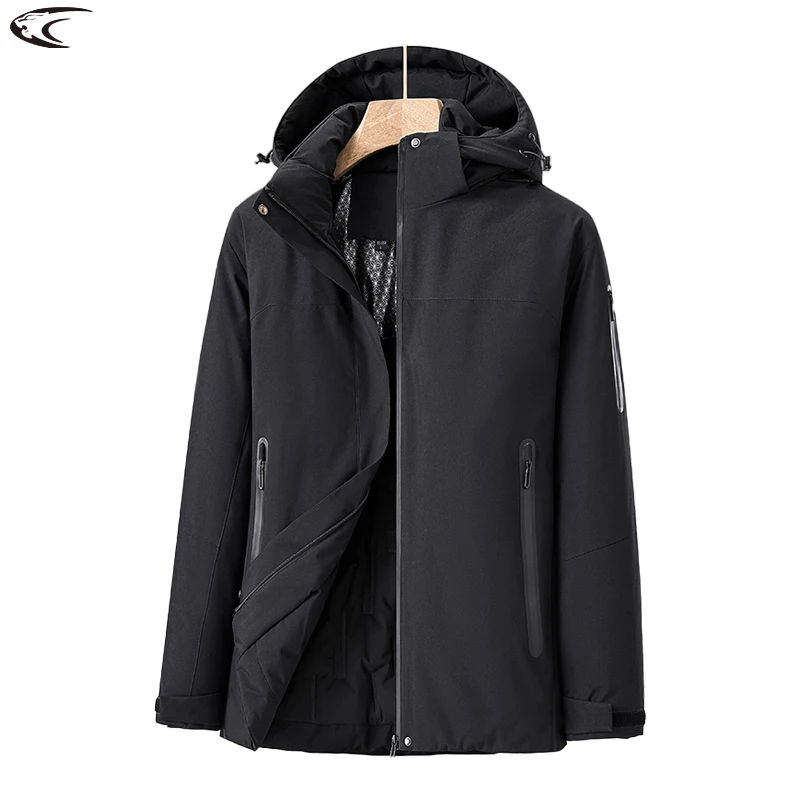 

LNGXO Men's Winter Warm Jacket Hiking Camping Skiing Waterproof Coat Outdoor Windproof Windbreaker Thick Fleece Climbing Clothes