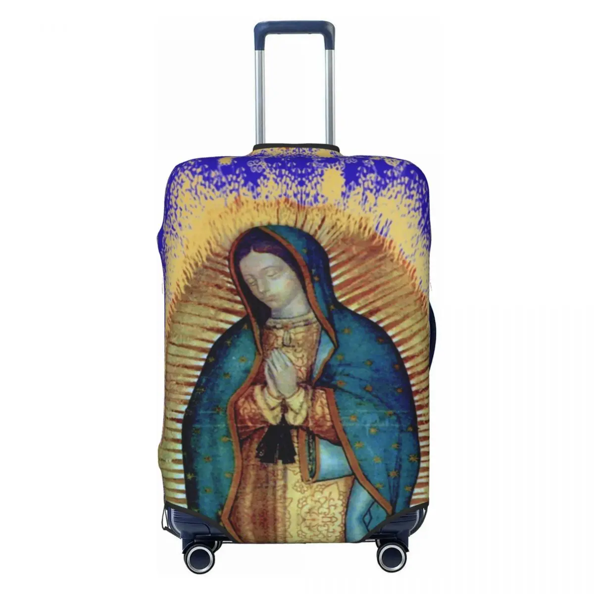 Custom Cute Our Lady Of Guadalupe Mexican Virgin Mary Mexico Tilma Luggage Cover Protector Elastic Travel Suitcase Covers