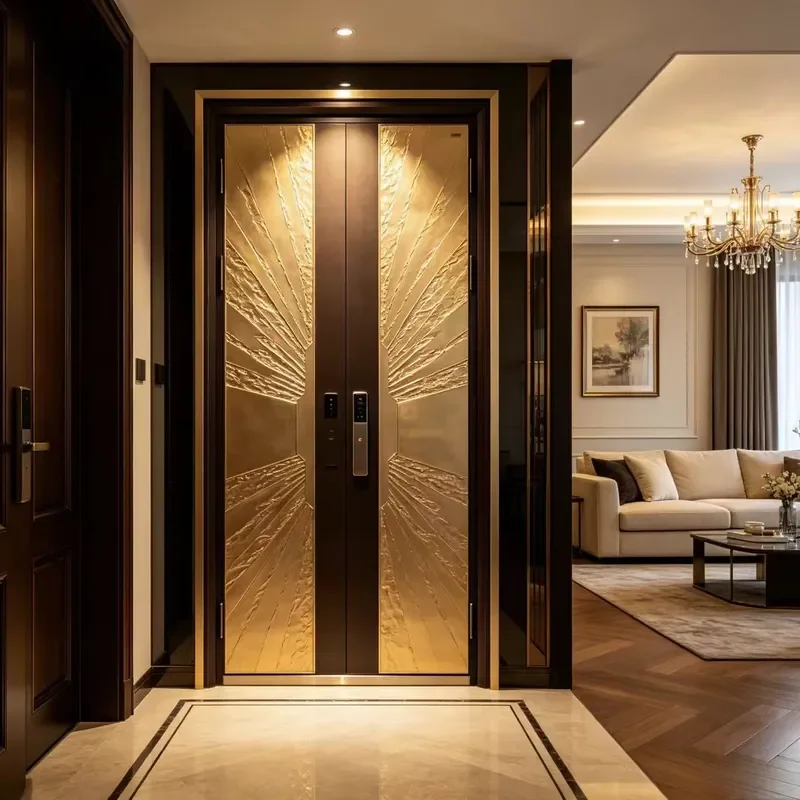 304 Stainless Steel Security Door Anti-Rust Waterproof Exterior Villa Entrance Modern Anti-Theft Metal Front Entry Custom