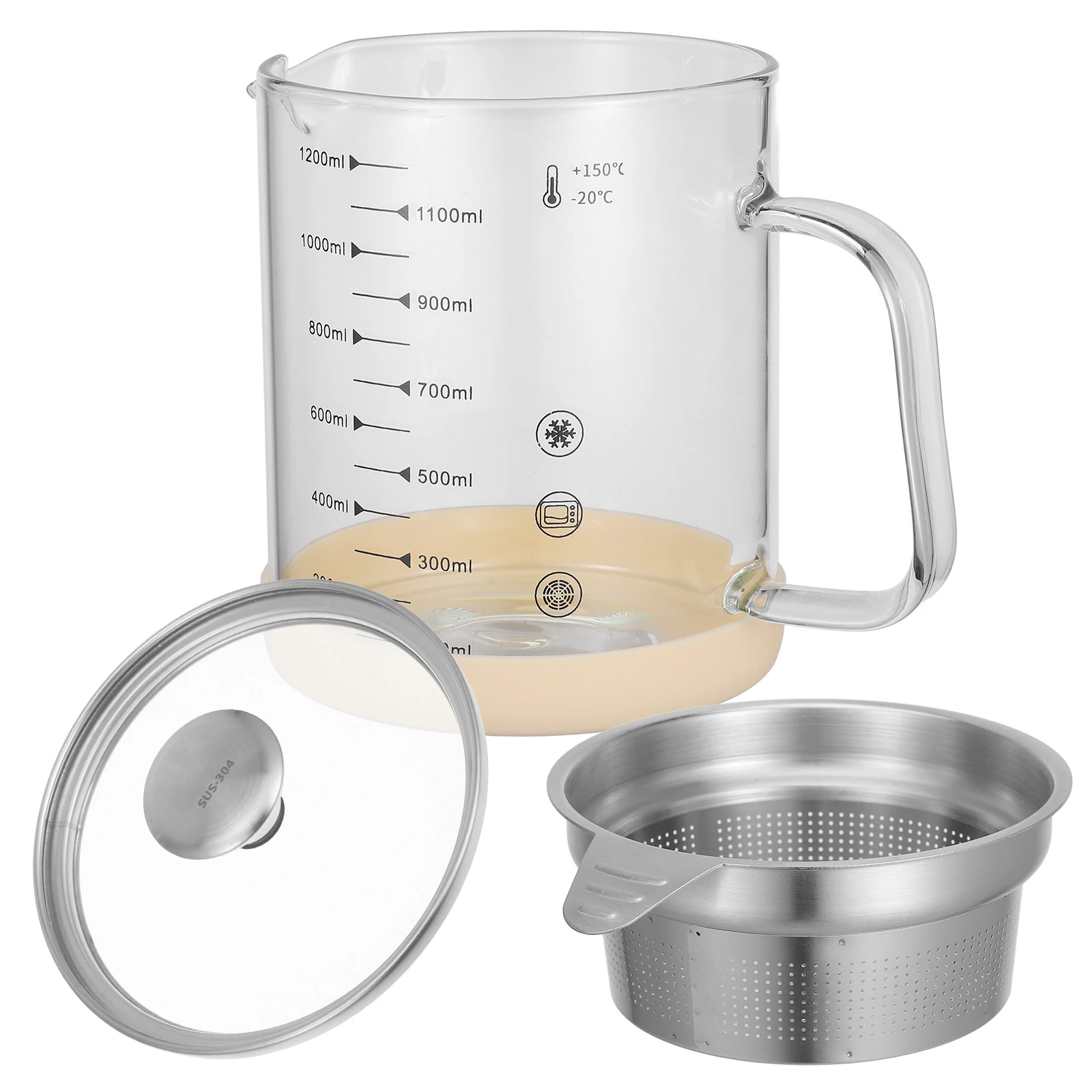 

Multifunctional 1200ML Separator Soy Filter Soy Milk Filter Pot Grease Container Kitchen Oil Strainer Nut Milk Juicer