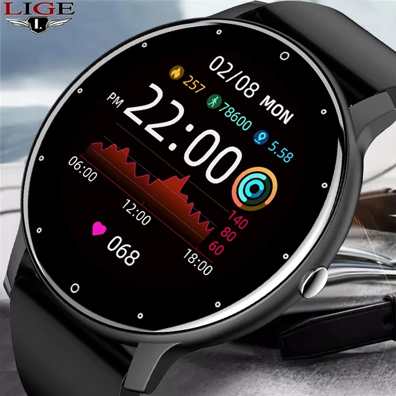 LIGE Men Smart Watch Bluetooth Call Full Touch Screen Sleep Health Monitor Watch For Android IOS Sport Fitness Women Smartwatch