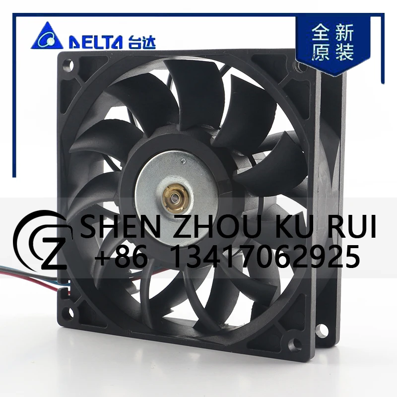 FFB0912VH دلتا 5 فولت 24 فولت 48 فولت DC12V 0.90A التيار المتناوب EC 9025 90X90X25 مللي متر 9 سنتيمتر العنيفة ارتفاع حجم الهواء العاكس ثلاثة أسلاك الهيكل مروحة التبريد